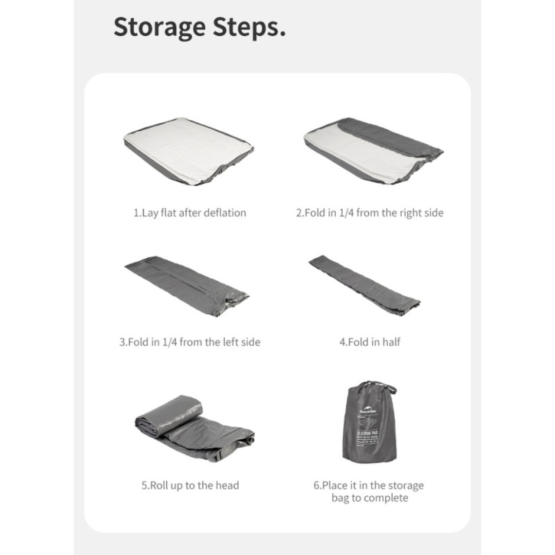 Самонадувний матрац, двомісний, із вбудованою помпою Naturehike CNK2450WS040, 250 мм, сірий