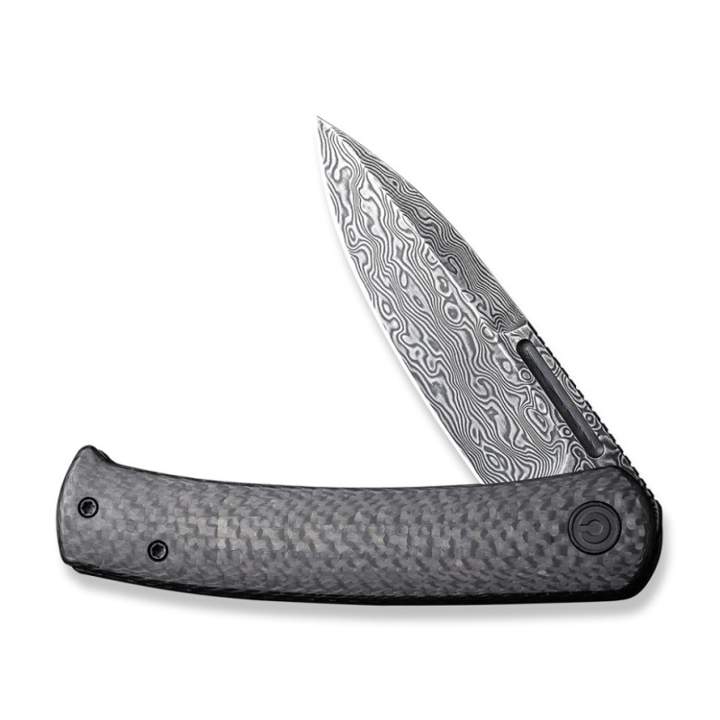 Ніж складаний туристичний Civivi Caetus Flipper, (8.8 см) Damascus / Carbon Fiber
