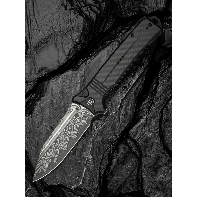 Ніж складаний туристичний Civivi Neurohaptic, (9.5 см) Damascus / Carbon Fiber & G10