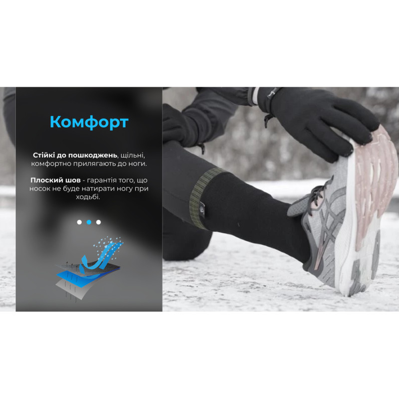 Шкарпетки водонепроникні Dexshell Thermlite, p-p S, з зеленою смужкою