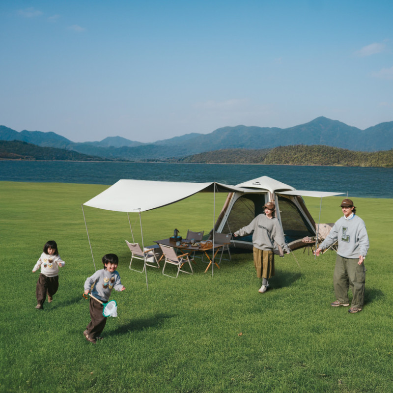 Намет чотиримісний автоматичний надувний із тентом Naturehike Ango CNK2550WS017, коричневий