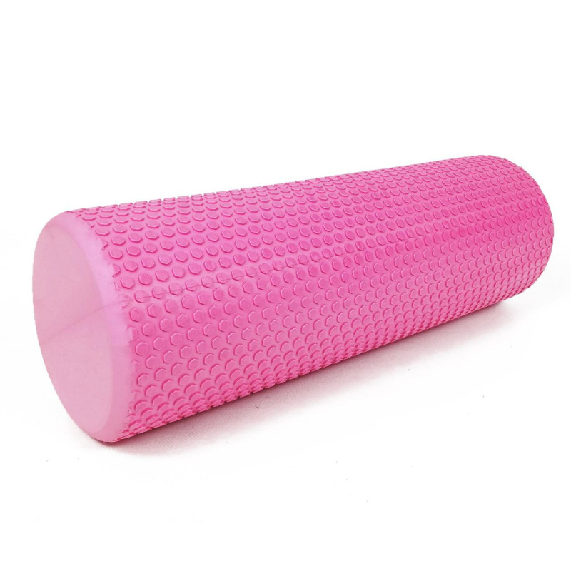 Массажный ролик (валик) EasyFit Foam Roller, длина 45 см, диаметр 14,5 см, розовый, EVA-пена с мелкой массажной поверхностью 3D, для МФР, фитнеса, йоги и реабилитации