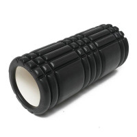 Массажный ролик (валик) EasyFit Grid Roller v.1.0, длина 33 см, диаметр 14 см, черный, каркас из высокопрочного пластика, пена EVA с массажной поверхностью 3D, для МФР, фитнеса, йоги и реабилитации