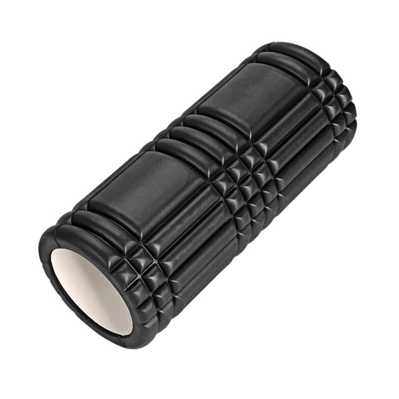 Масажний ролик (валик) EasyFit Grid Roller v.1.0, довжина 33 см, діаметр 14 см, чорний, каркас із високоміцного пластику, піна EVA з масажною поверхнею 3D, для МФР, фітнесу, йоги та реабілітації