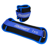 Утяжелители для ног и рук EasyFit MYAKI с металлом, Вага 1 кг, Длина 22 см, Неопрен, Стальная гранула, Черно-синий