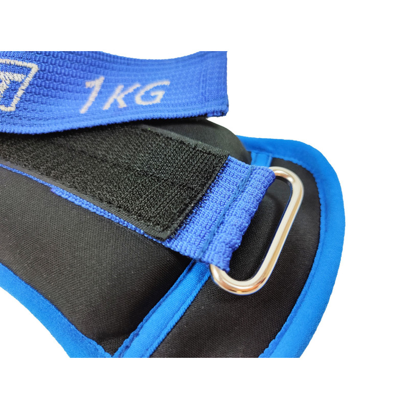 Обтяжувачі для ніг та рук EasyFit MYAKI з металом, Вага 1 кг, Довжина 22 см, Неопрен, Сталева гранула, Чорно-синій