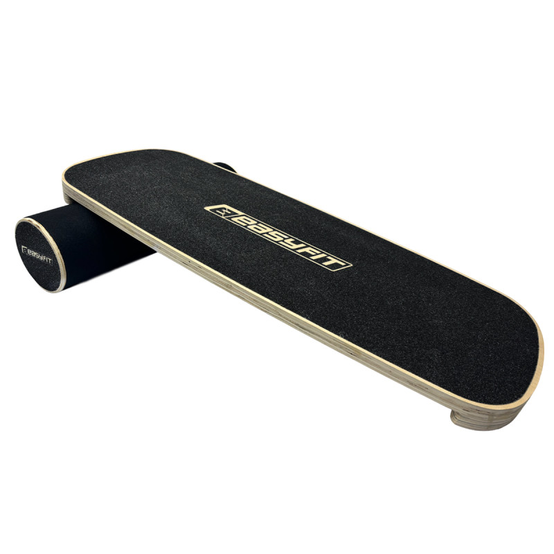 Балансировочная доска (баланс борд с валиком) EasyFit, Длина 75 см, Ширина 30 см, Дерево, Чёрный