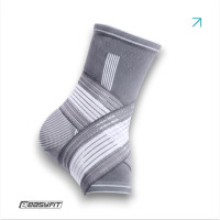 Бандаж на голеностоп EasyFit Flex с фиксирующим ремнем, Размер М, Высота 26 см, Эластичная 3D-вязанная ткань, Серый