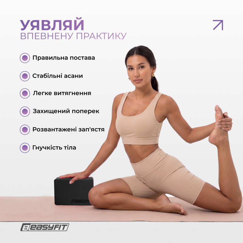 Блок для йоги EasyFit EVA Черный