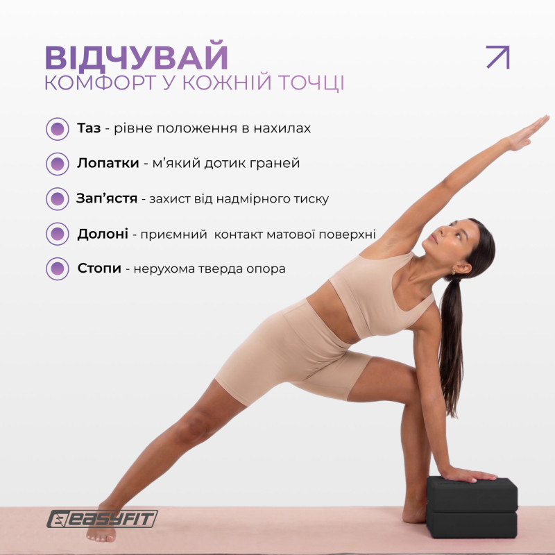 Блок для йоги EasyFit EVA Черный