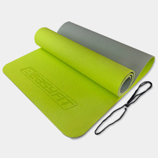 Двошаровий килимок EasyFit для пілатесу, фітнесу та йоги, 183x61 см, товщина 6 мм, TPE/TC, ECO-Friendly, лимонно-сірий