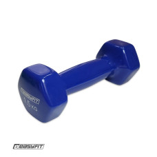Гантель для фітнесу EasyFit з вініловим покриттям, Вага 1,5 кг, Сталь, Синій