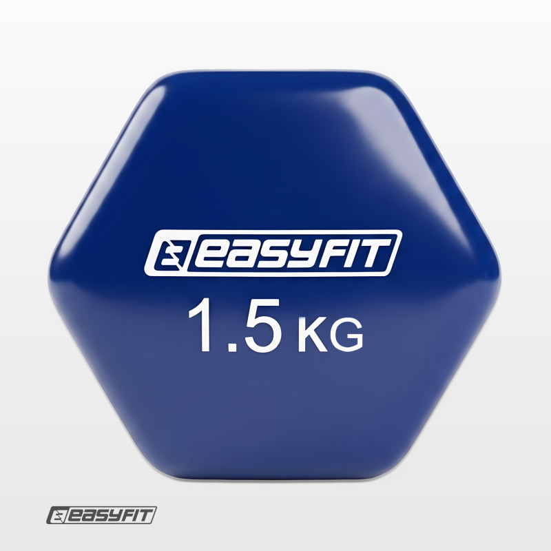 Гантель для фітнесу EasyFit з вініловим покриттям, Вага 1,5 кг, Сталь, Синій