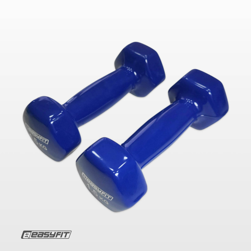 Гантель для фітнесу EasyFit з вініловим покриттям, Вага 1,5 кг, Сталь, Синій