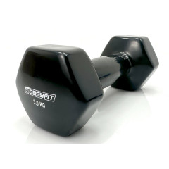 Гантель для фитнеса EasyFit, цельнолитая, 3 кг, сталь/винил, черная
