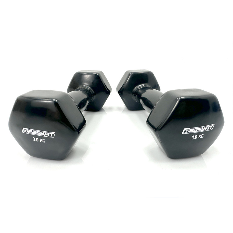 Гантель для фитнеса 3.0 кг EasyFit с виниловым покрытием черная