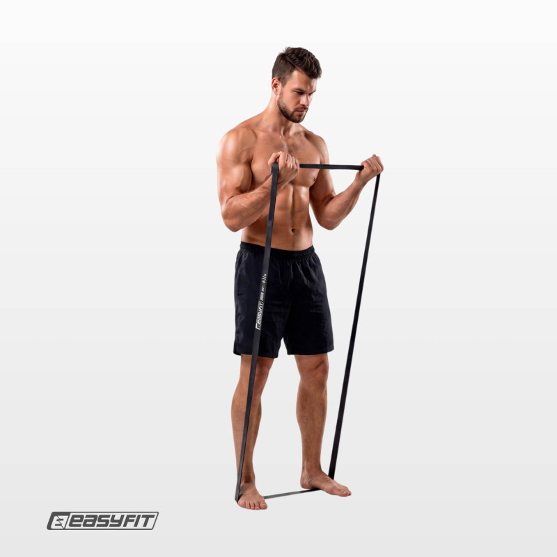 Резинка для підтягування та спорту EasyFit, Опір 6-31 кг, Латекс, Довжина 208 см, Ширина 20 мм, Товщина 4,5 мм, Чорний