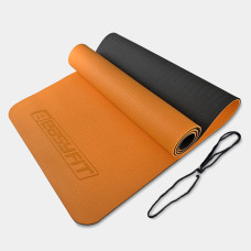 Двухслойный коврик EasyFit для пилатеса, фитнеса и йоги, 183x61 см, толщина 6 мм, TPE/TC, ECO-Friendly, оранжево-черный Двухслойный коврик EasyFit для пилатеса, фитнеса и йоги, 183x61 см, толщина 6 мм, TPE/TC, ECO-Friendly, оранжево-черный