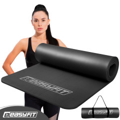 Килимок для йоги та фітнесу EasyFit Flex Pro з чохлом, 180x60, товщина 10 мм, NBR, текстурована нековзна поверхня, чорний із червоним кантом