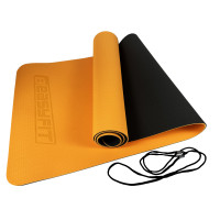 Двошаровий килимок EasyFit для пілатесу, фітнесу та йоги, 183x61 см, товщина 6 мм, TPE/TC, ECO-Friendly, помаранчево-чорний