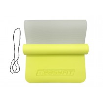 Двухслойный коврик EasyFit для пилатеса, фитнеса и йоги, 183x61 см, толщина 6 мм, TPE/TC, ECO-Friendly, лимонно-серый