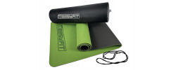 Двухслойный коврик EasyFit для пилатеса, фитнеса и йоги с чехлом, 183x61 см, толщина 6 мм, TPE/TC, ECO-Friendly, зелено-черный