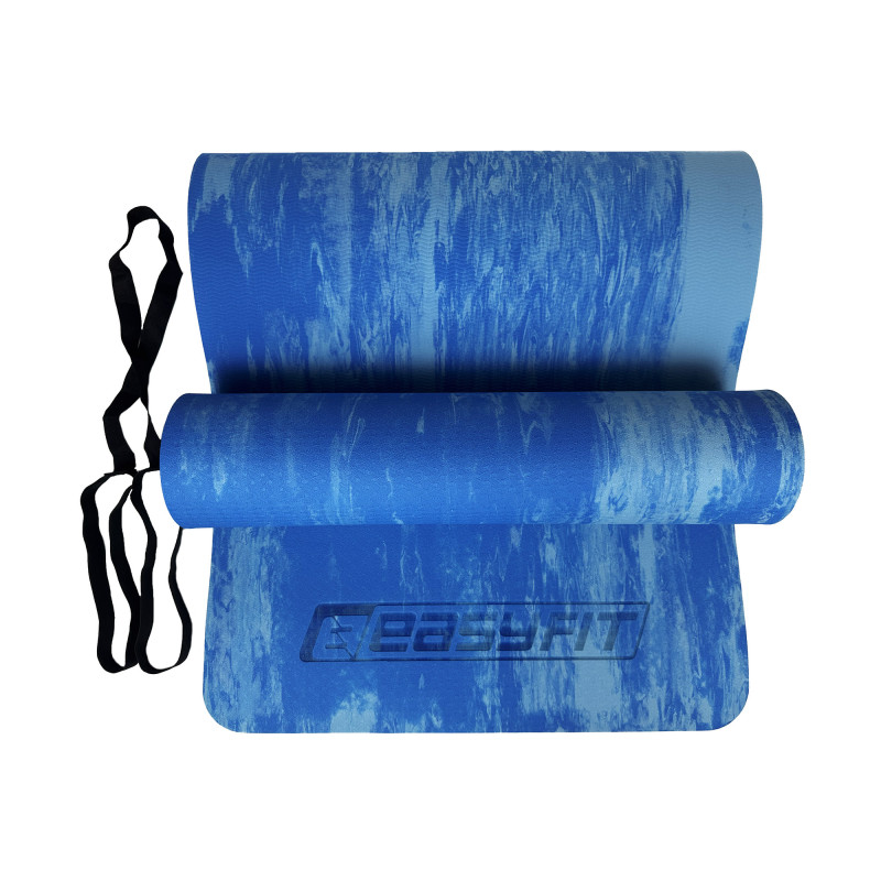 Коврик EasyFit для пилатеса и фитнеса, Размер 183x61 см, Толщина 8 мм, Super EVA, Синий