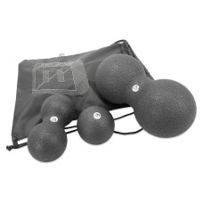 МФР набор для массажа EasyFit MioSet-1: двойной массажный мяч (23х12 см), двойной массажный мяч (16х8 см) и массажный мяч (8 см) для фитнеса, реабилитации и расслабления мышц, Черный