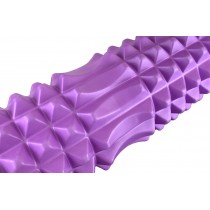 Массажный ролик EasyFit Grid Roller v1.2 с заглушками, Длина 33 см, Диаметр 13 см, Пена EVA с  3D массажной поверхностью, для йоги, фитнеса и реабилитации, Фиолетовый