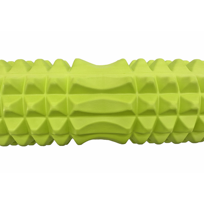 Массажный ролик (валик) EasyFit Grid Roller v.1.2, Длина 33 см, Диаметр 13 см, Каркас из высокопрочного пластика, Пена EVA с массажной поверхностью, для МФР, фитнеса, йоги и реабилитации, Салатовый