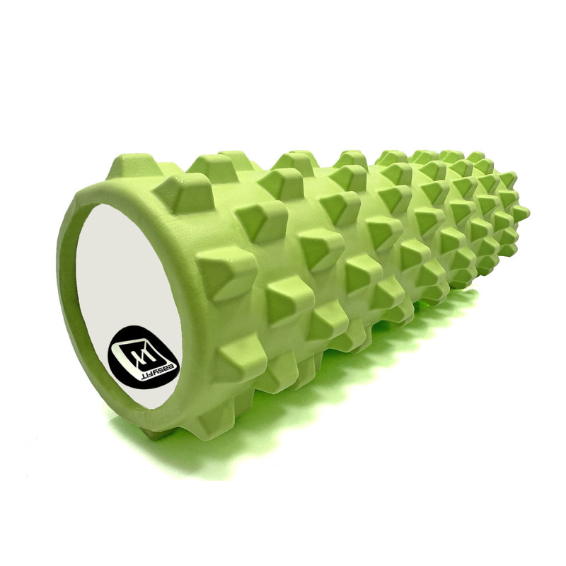 Массажный ролик (валик) EasyFit Grid Roller PRO, Длина 45 см, Диаметр 14 см, Каркас из высокопрочного пластика, Пена EVA с массажной поверхностью 3D, для МФР, фитнеса, йоги и реабилитации, Салатовый