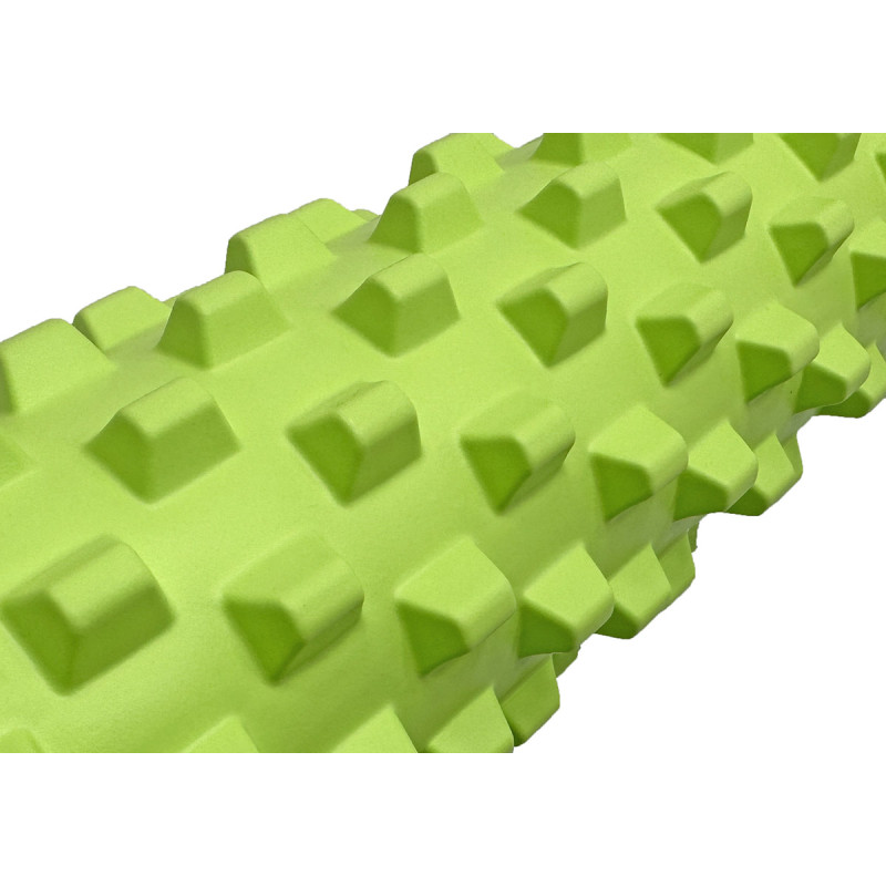 Массажный ролик (валик) EasyFit Grid Roller PRO, Длина 45 см, Диаметр 14 см, Каркас из высокопрочного пластика, Пена EVA с массажной поверхностью 3D, для МФР, фитнеса, йоги и реабилитации, Салатовый