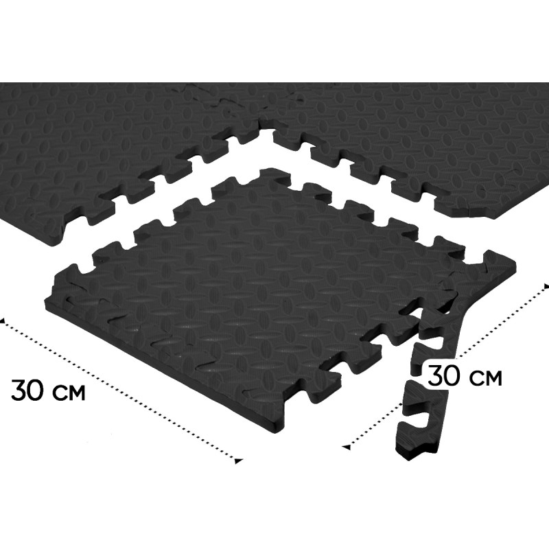 Татами мат EasyFit SwallowTail (пазл ласточкин хвост с бортиком), Размер 120x60 см, Толщина 10 мм, EVA-пена, Чорний