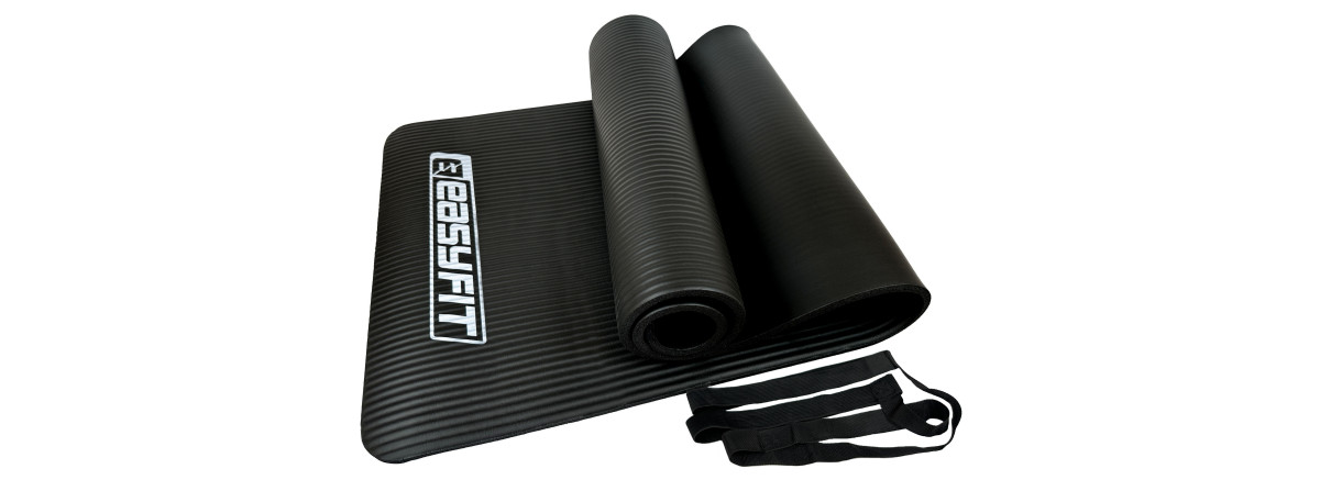 Килимок EasyFit для пілатесу та фітнесу, 180x60 см, товщина 10 мм, NBR, чорний