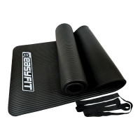 Коврик EasyFit для пилатеса и фитнеса, 180x60 см, толщина 10 мм, NBR, черный