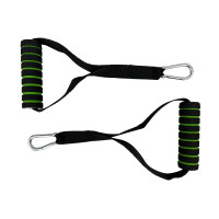 Ручки EasyFit для тяги, резиновых петель и эспандеров, Комплект 2 шт,  Размер 12 х 2,9 см, Пластик, Неопрен, Черно-зеленый