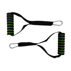 Ручки EasyFit для тяги, гумових петель та еспандерів, Комплект 2 шт, Розмір 12 х 2,9 см, Пластик, Неопрен, Чорно-зелений