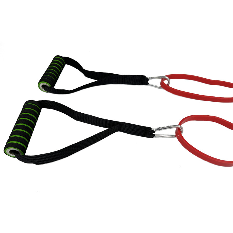 Ручки EasyFit для тяги, резиновых петель и эспандеров, Комплект 2 шт,  Размер 12 х 2,9 см, Пластик, Неопрен, Черно-зеленый