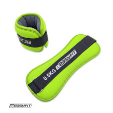 Утяжелители для ног и рук EasyFit Comfort с металлом (пара), 0,5 кг, черно-салатовые Утяжелители для ног и рук EasyFit Comfort с металлом (пара), 0,5 кг, черно-салатовые