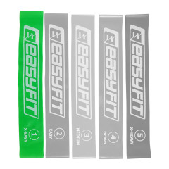 Фітнес-резинка для ніг EasyFit №1 X-Light, Опір 2,5 кг, Латекс, Довжина 60 см, Ширина 5 см, Товщина 0,35 мм, Зелений