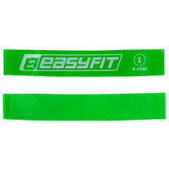 Фитнес-резинка для ног EasyFit №1 X-Light, Сопротивление 2,5 кг, Латекс, Длина 60 см, Ширина 5 см, Толщина 0,35 мм, Зеленый