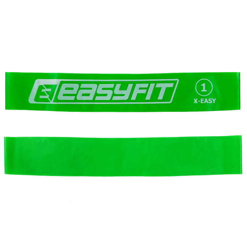 Фітнес-резинка для ніг EasyFit №1 X-Light, Опір 2,5 кг, Латекс, Довжина 60 см, Ширина 5 см, Товщина 0,35 мм, Зелений