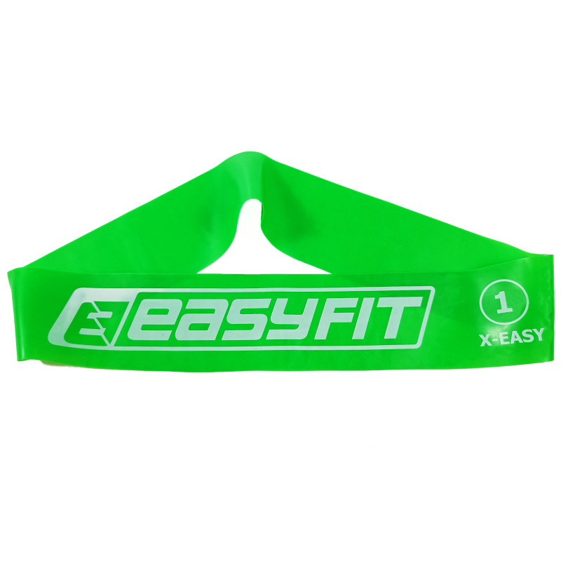 Фітнес-резинка для ніг EasyFit №1 X-Light, Опір 2,5 кг, Латекс, Довжина 60 см, Ширина 5 см, Товщина 0,35 мм, Зелений