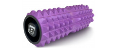 Масажний ролик EasyFit Grid Roller v1.2 з заглушками, Довжина 33 см, Діаметр 13 см, Піна EVA з 3D масажною поверхнею, для йоги, фітнесу, та реабілітації, , Фіолетовий