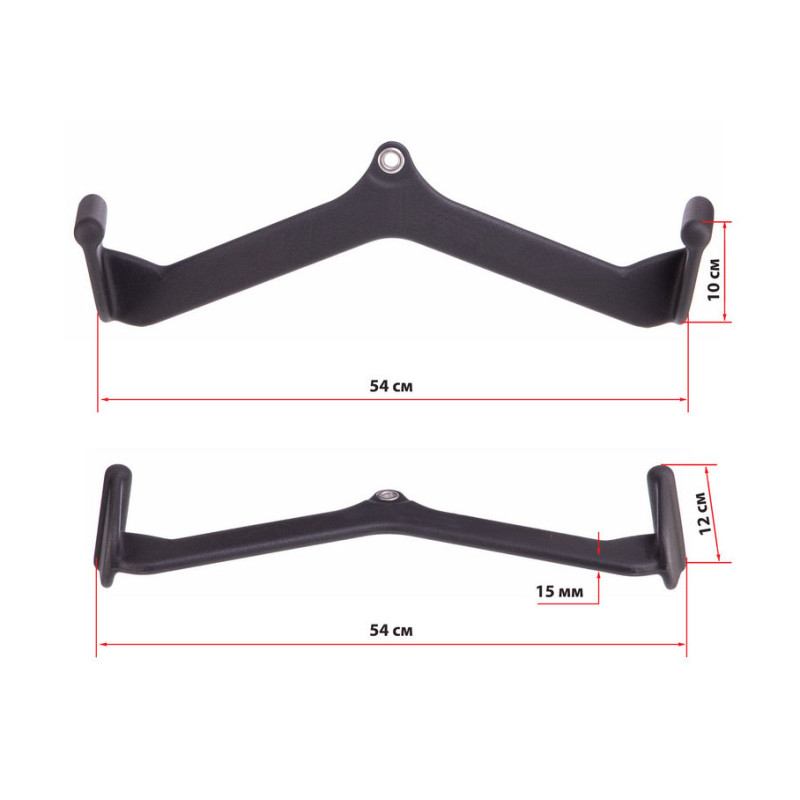 Ручка для тяги EasyFit з широким хватом, Розмір 54х12х10 см, Сталь, Поліуретан (PU), Чорний