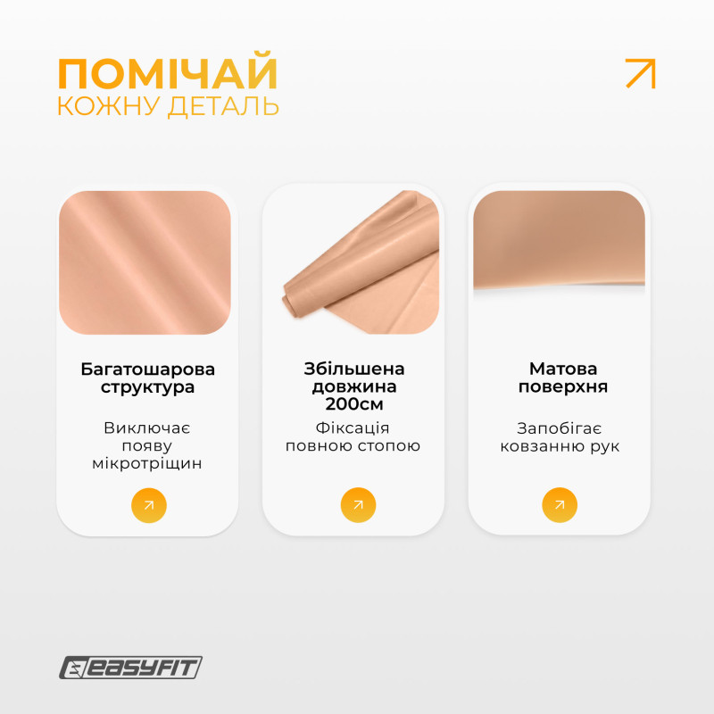 Еластична стрічка для пілатесу EasyFit EPP, рівень навантаження: Medium, персикова