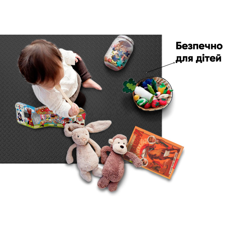 Татами мат EasyFit SwallowTail (пазл ласточкин хвост с бортиком), Размер 120x60 см, Толщина 10 мм, EVA-пена, Чорний