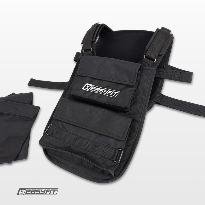 Жилет-обтяжувач EasyFit набірний з філерами, Максимальна вага до 20 кг, Кордура, Чорний