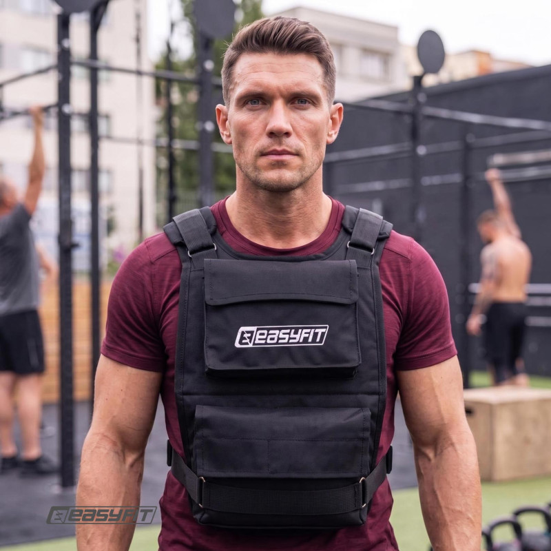 Жилет-обтяжувач EasyFit набірний з філерами, Максимальна вага до 20 кг, Кордура, Чорний