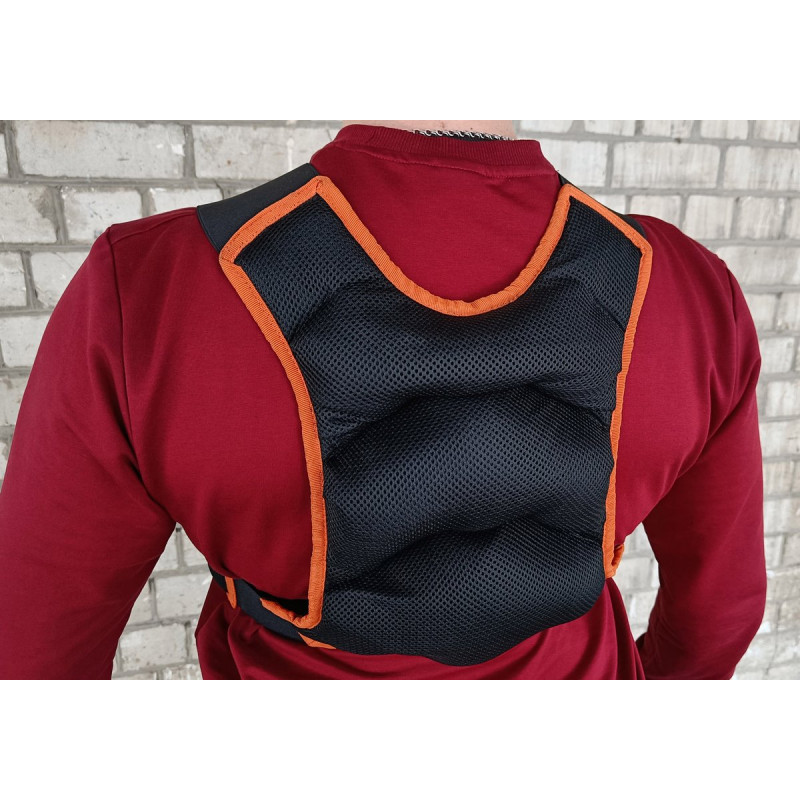 Жилет-обтяжувач EasyFit JetPack з металом, Вага 10 кг, Нейлон, Сталеві гранули, Помаранчевий
